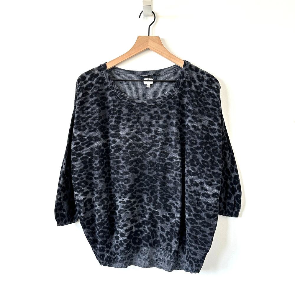 Artizia Wilfred Balzac Cashmere and Silk Leopard Ribbed Knit Top Sweater Size XS